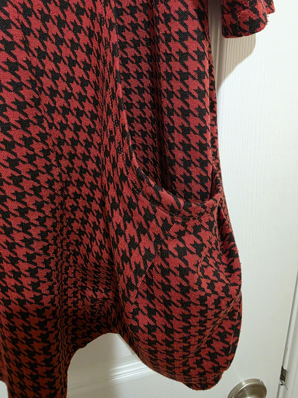 CALESSA Red & Black Houndstooth Half-Zip Swing Tunic with Gold Trim XL - Picture 3 of 4
